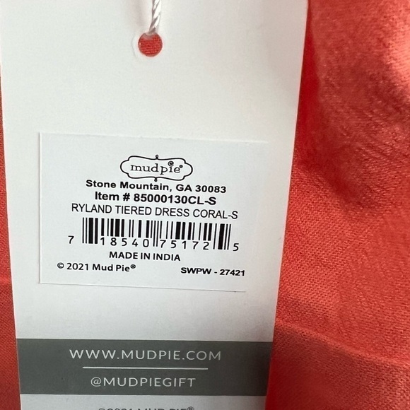 Mudpie RYLAND TIERED DRESS in Pink Coral, New with Tags, Size Small - Picture 6 of 9